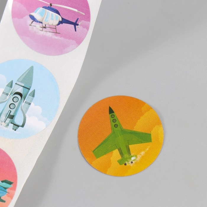 Наклейка бумага Наклейка бумага "Авиация" d=2,5 см 252 шт в рулоне