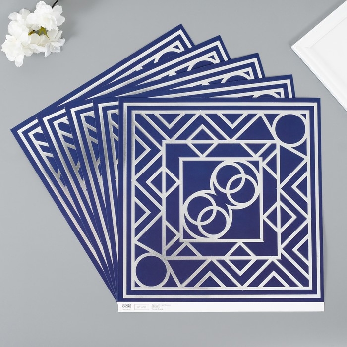 Бумага для скрапбукинга серебро Бумага для скрапбукинга серебро "Эклектика" плотность 180 гр набор 5 шт 30,5х32 см