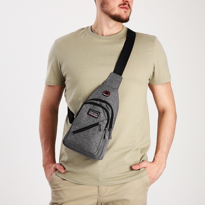 Сумка слинг мужская из текстиля, цвет серый Сумка слинг мужская из текстиля, цвет серый