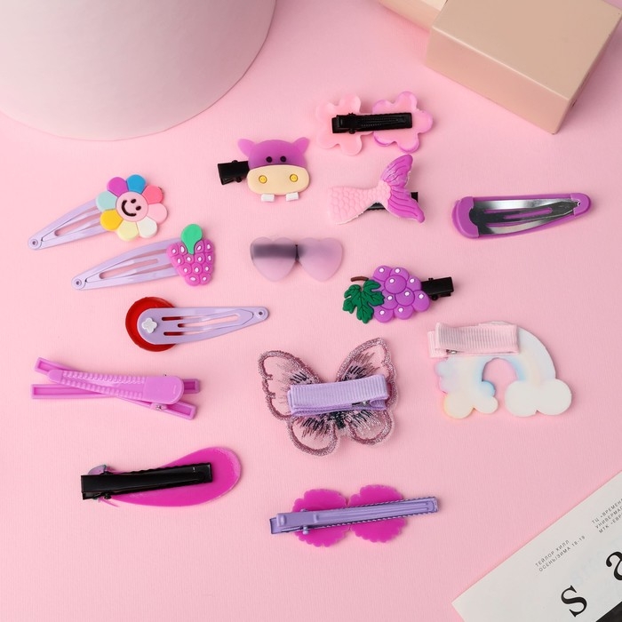 Набор для волос  Набор для волос "Маленькие радости" (14 шт) бабочка, сиреневый