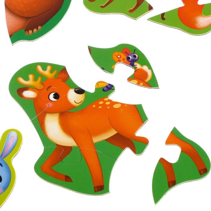 Макси-пазлы «Лесные жители», 5 пазлов, 20 деталей Макси-пазлы «Лесные жители», 5 пазлов, 20 деталей