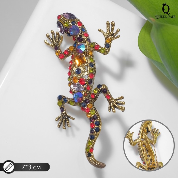 Брошь «Ящерица» королевская, цветная в чернёном золоте Брошь «Ящерица» королевская, цветная в чернёном золоте