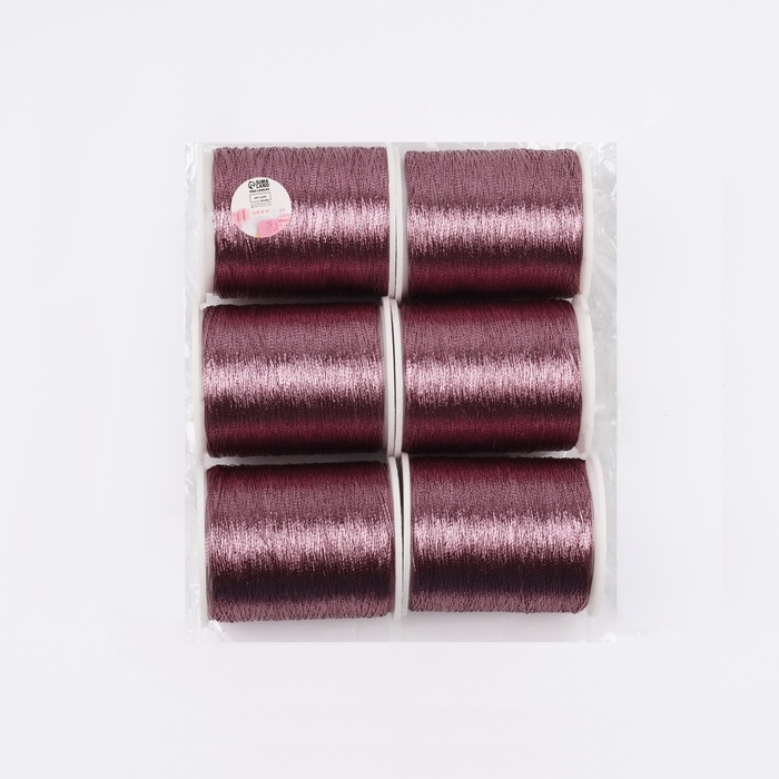 Набор металлизированных ниток, 91 ± 1 м, 6 шт, цвет розовый Набор металлизированных ниток, 91 ± 1 м, 6 шт, цвет розовый
