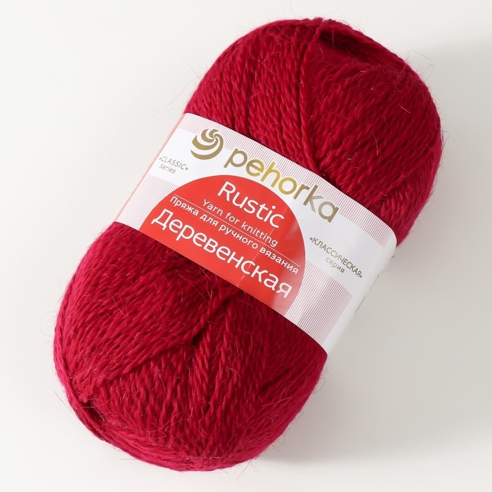 Пряжа Пряжа "Деревенская" 100% шерсть 250м/100гр (07-бордо)
