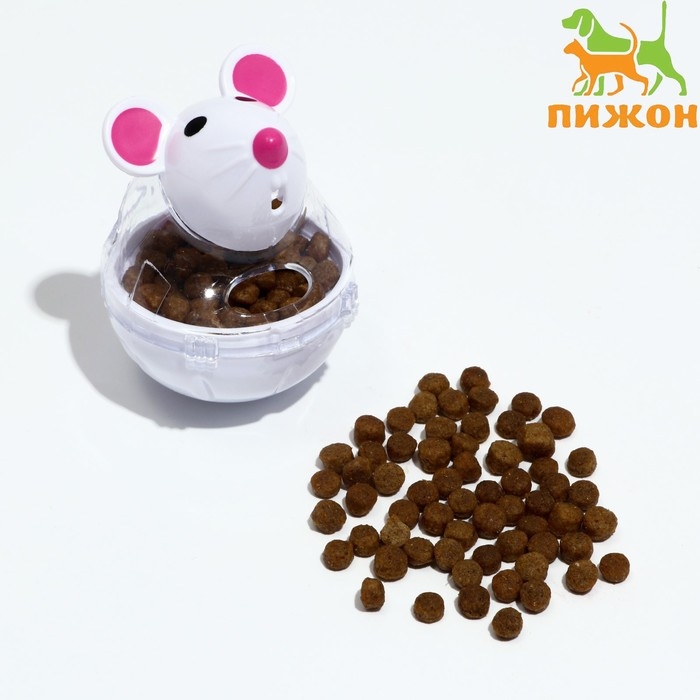 Игрушка-неваляшка  Игрушка-неваляшка "Мышка" с отсеком для лакомств (лакомства до 1 см), 4,7 х 6,5 см, белая