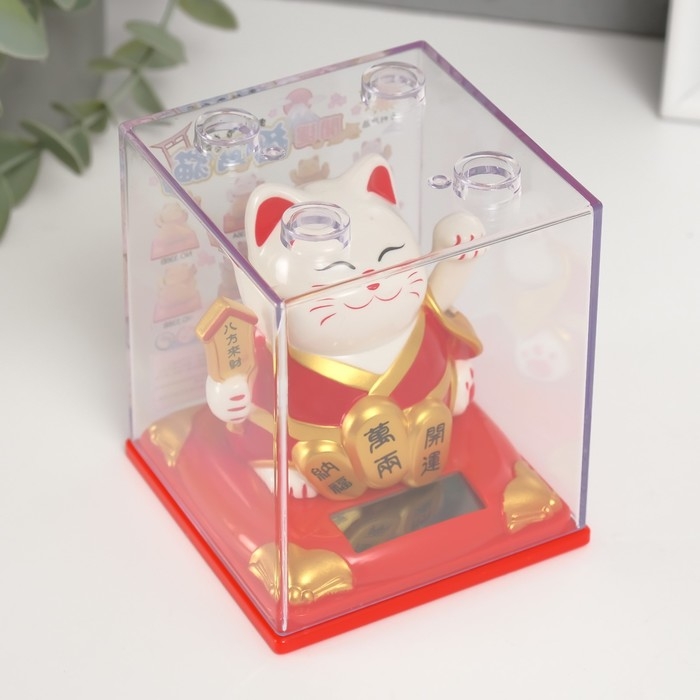 Маятник пластик Маятник пластик "Белый Манэки-нэко в красном халате" 8х8х8,2 см