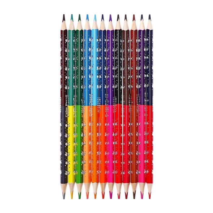 Карандаши 12 штук/24 цвета, в картонной коробке, шестигранные, деревянные, Акула Карандаши 12 штук/24 цвета, в картонной коробке, шестигранные, деревянные, Акула