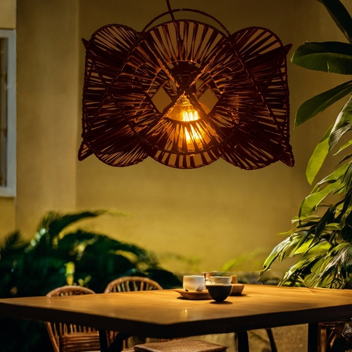 Светильник потолочный из ротанга Светильник потолочный из ротанга "Бесконечность" 1х120Вт, Е27, 40х40х25 см, чёрный