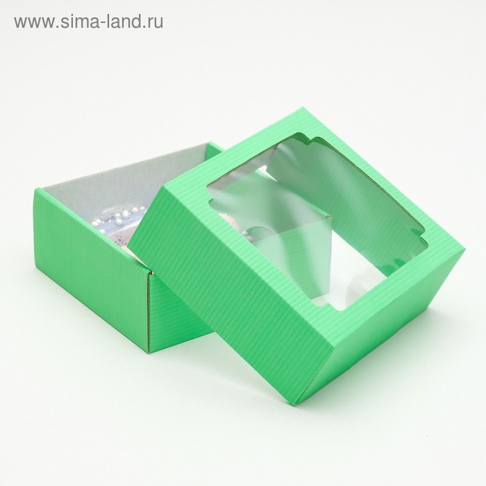 Коробка сборная, крышка-дно, с окном, мятная, 14,5 х 14,5 х 6 см Коробка сборная, крышка-дно, с окном, мятная, 14,5 х 14,5 х 6 см