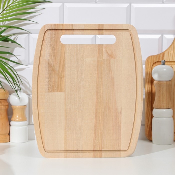 Доска разделочная деревянная с желобом 30х25х0,8 см береза Доска разделочная деревянная с желобом 30х25х0,8 см береза