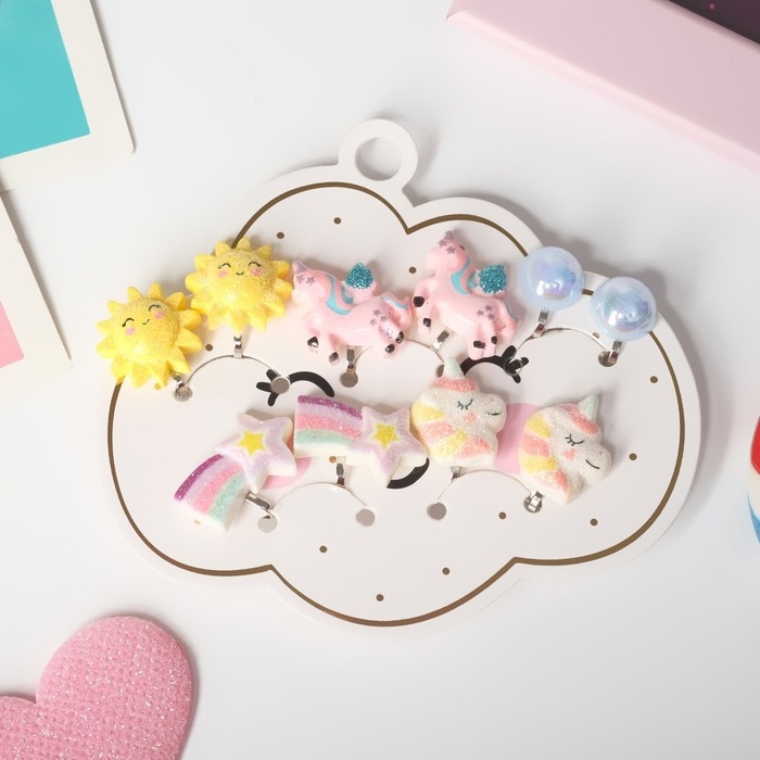 Набор клипс детских (5 пар) «Выбражулька» волшебство, цветной Набор клипс детских (5 пар) «Выбражулька» волшебство, цветной