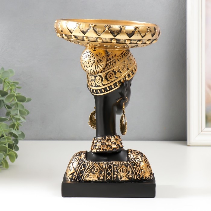 Сувенир полистоун подставка Сувенир полистоун подставка "Африканка в золотом уборе, с серьгами в ушах" 25х15х15 см