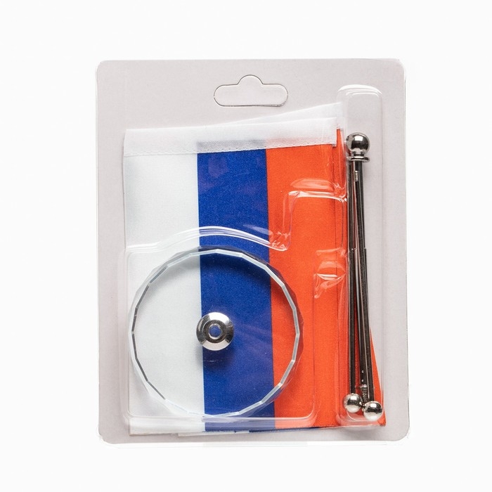 Флаг России настольный, на подставке, с двумя флажками 8 х 11 см, круг, 16.5 х 12 см Флаг России настольный, на подставке, с двумя флажками 8 х 11 см, круг, 16.5 х 12 см