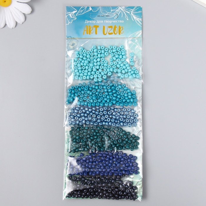 Бисер круглый 6/0 Бисер круглый 6/0 "Синяя лазурь" 6 цветов х 10 гр 20х8 см