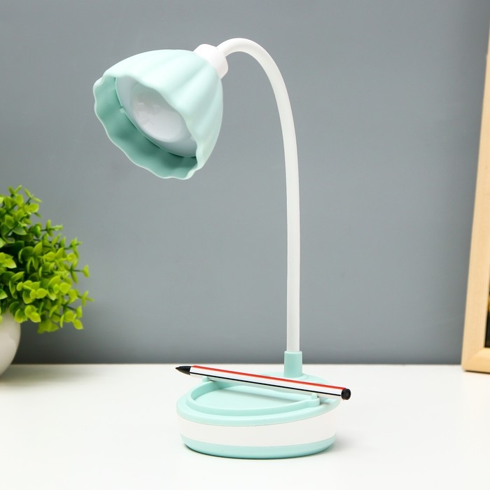 Настольная лампа Настольная лампа "Лайни" LED 2Вт USB АКБ зёлёный 10,5x10,5x37 см RISALUX