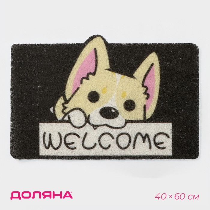 Коврик придверный грязезащитный Доляна «Корги», 40×60 см, цвет МИКС Коврик придверный грязезащитный Доляна «Корги», 40×60 см, цвет МИКС
