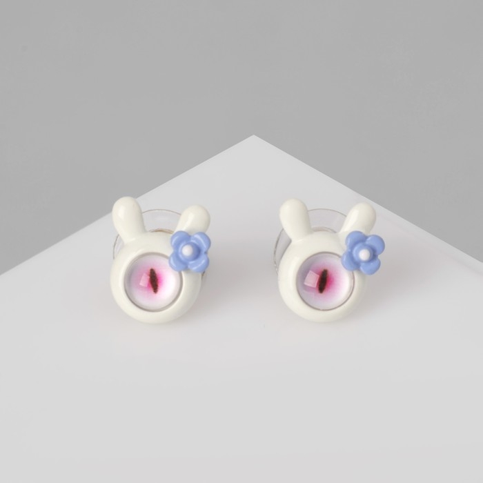 Серьги с эмалью «Монстрики» зайцы, цвет белый Серьги с эмалью «Монстрики» зайцы, цвет белый