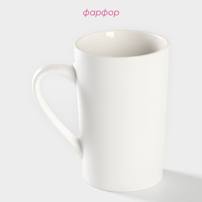 Кружка фарфоровая Доляна «Цветение любви», 380 мл, цвет белый Кружка фарфоровая Доляна «Цветение любви», 380 мл, цвет белый