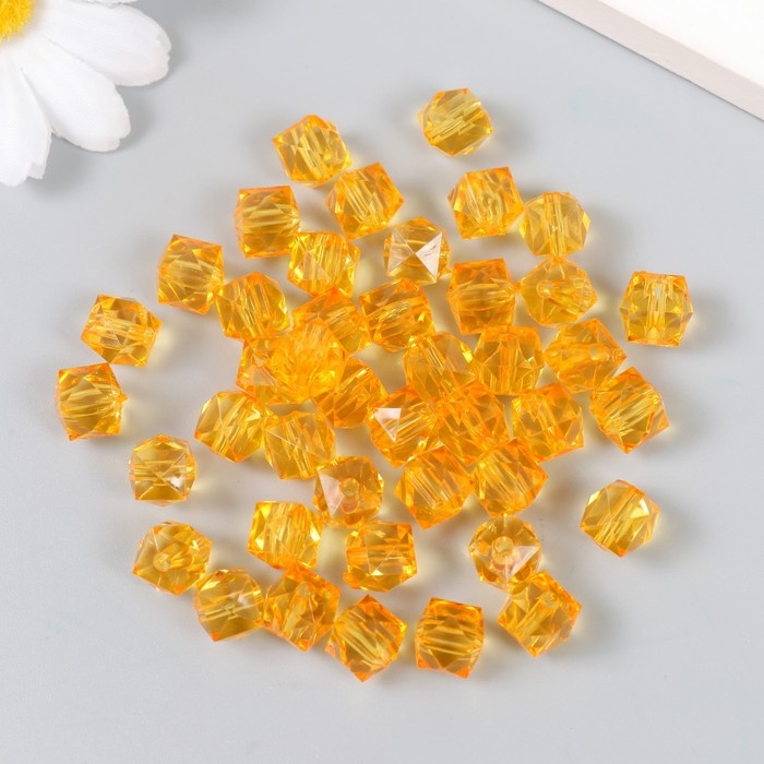 Бусины пластик Бусины пластик "Кристалл многогранник. Янтарный" прозрачный набор 20 гр 1х1х1 см