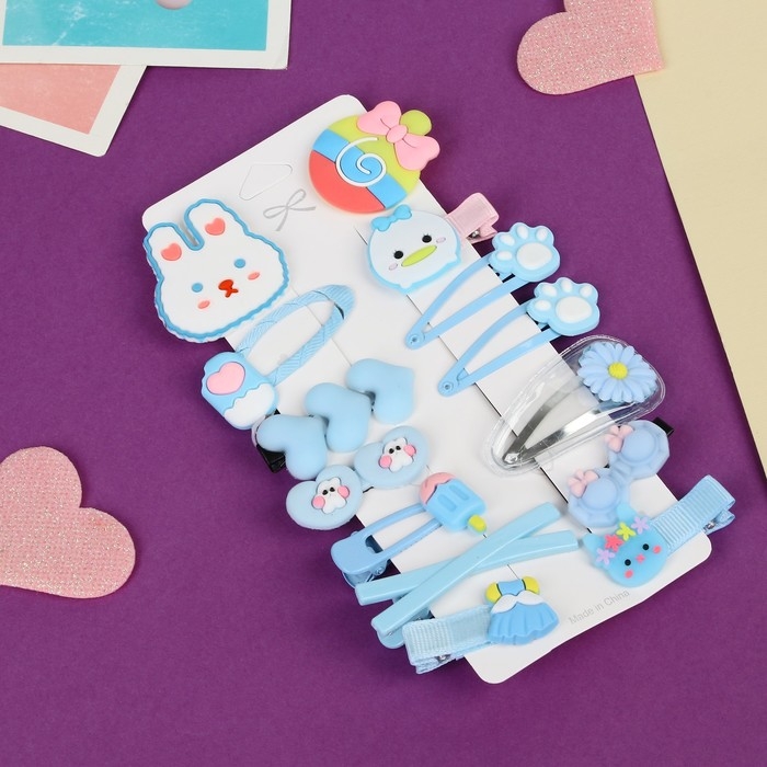 Набор для волос  Набор для волос "Маленькие радости" (14 шт) зайка, голубой