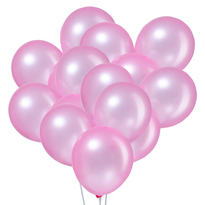 Шар латексный 12", металл, в наборе 100 шт., цвет розовый