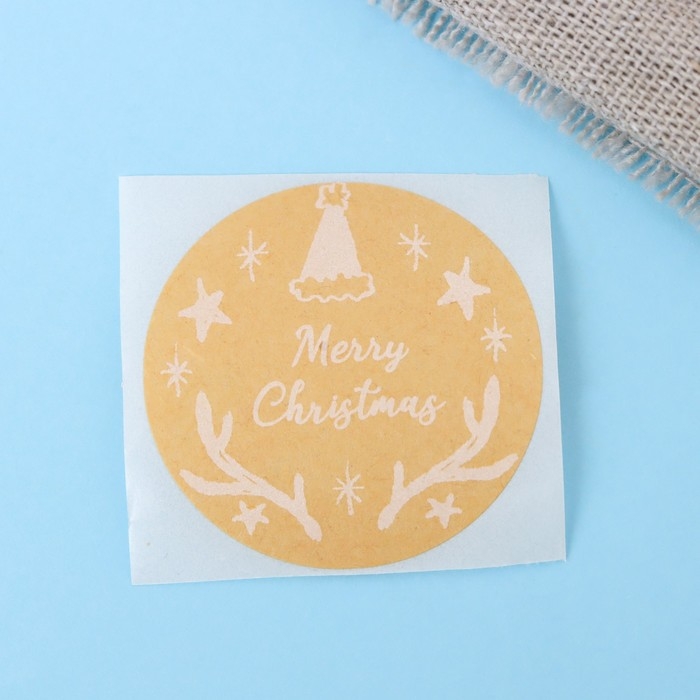 Наклейки крафт в рулоне Наклейки крафт в рулоне "НГ",500 шт,3,8 х 3,8см