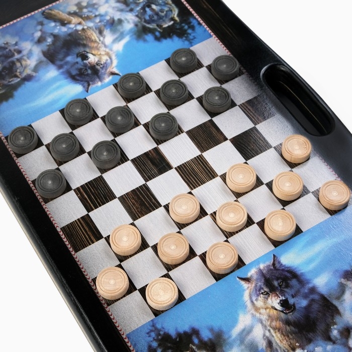 Нарды деревянные большие, настольная игра Нарды деревянные большие, настольная игра "Волк", 60 х 60 см, с шашками