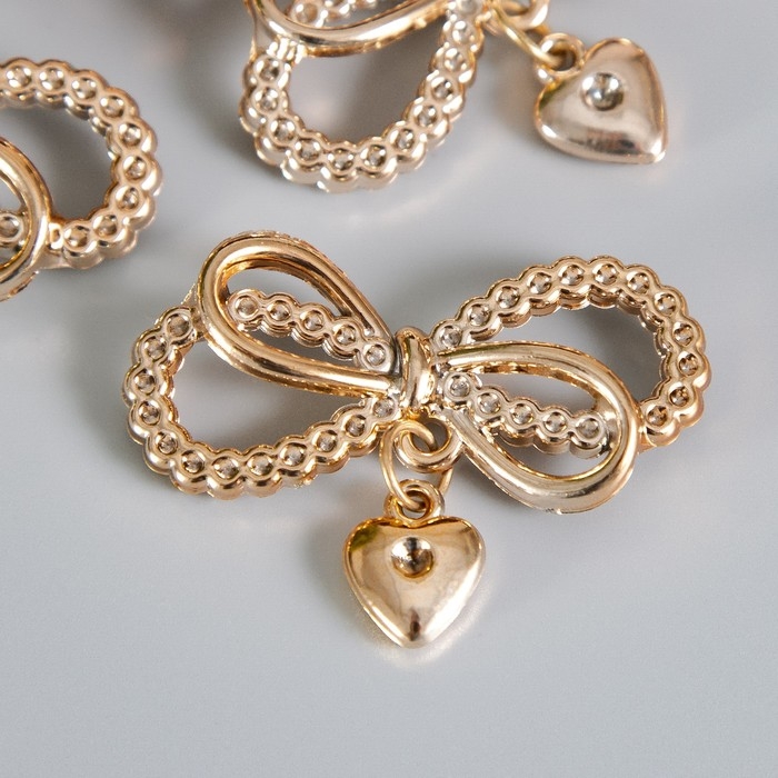 Декор для творчества пластик Декор для творчества пластик "Двойной бантик с сердечком" набор 10 шт 4,5х3,3 см