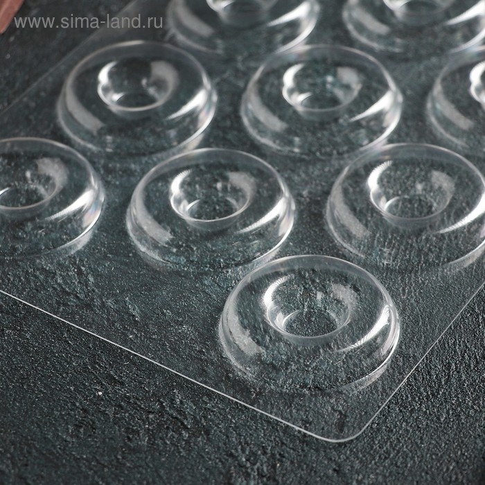 Форма для конфет и шоколада «Пончик», 27×18 см, 11 ячеек, цвет прозрачный