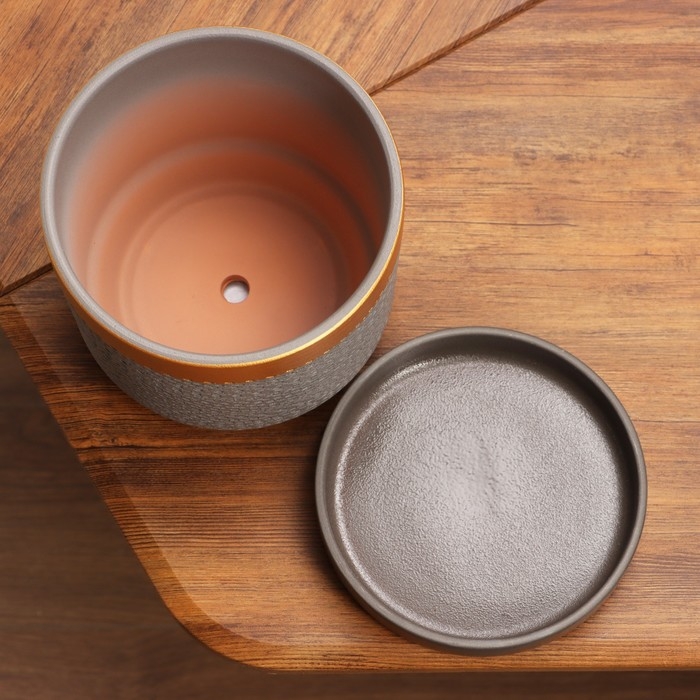 Горшок цветочный Горшок цветочный "Брюссель" серый золото цилиндр №3, 2,6 л