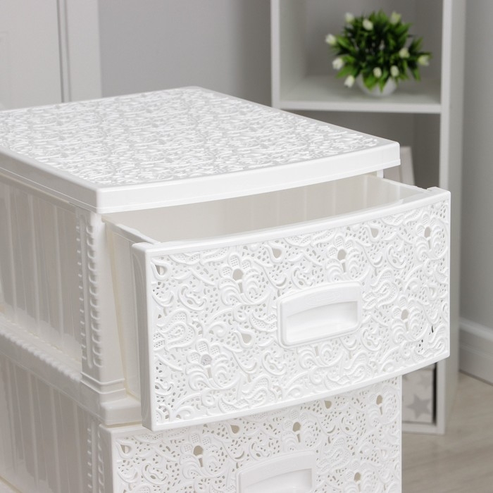 Комод 4-х секционный «Декор. Ажур», белый Комод 4-х секционный «Декор. Ажур», белый