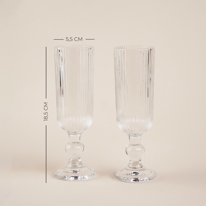 Набор бокалов для шампанского стеклянный SL Home «Модерн», 150 мл, 5,5×18,5 см, цвет прозрачный Набор бокалов для шампанского стеклянный SL Home «Модерн», 150 мл, 5,5×18,5 см, цвет прозрачный