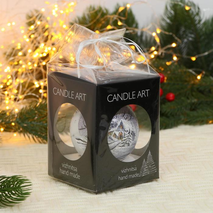 Ёлочный шар d-7 см Ёлочный шар d-7 см "Дом в снегу" ручная роспись, белый