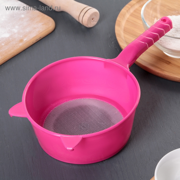 Сито для просеивания с ручкой «Ушки», d=15,5 см, цвет МИКС Сито для просеивания с ручкой «Ушки», d=15,5 см, цвет МИКС