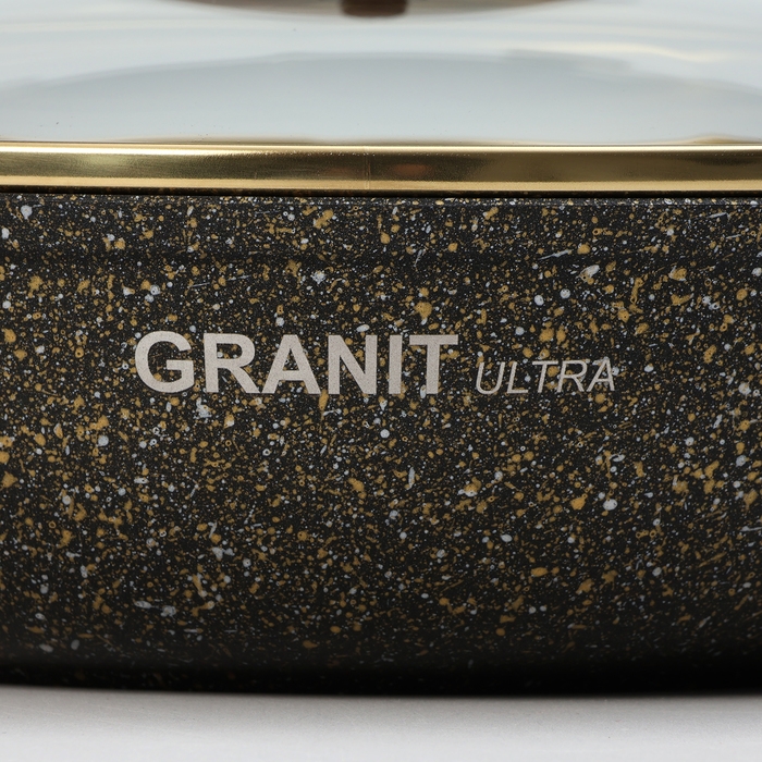 Сковорода Granit ultra black-gold, d=24 см, антипригарное покрытие, стеклянная крышка, съёмная ручка Сковорода Granit ultra black-gold, d=24 см, антипригарное покрытие, стеклянная крышка, съёмная ручка