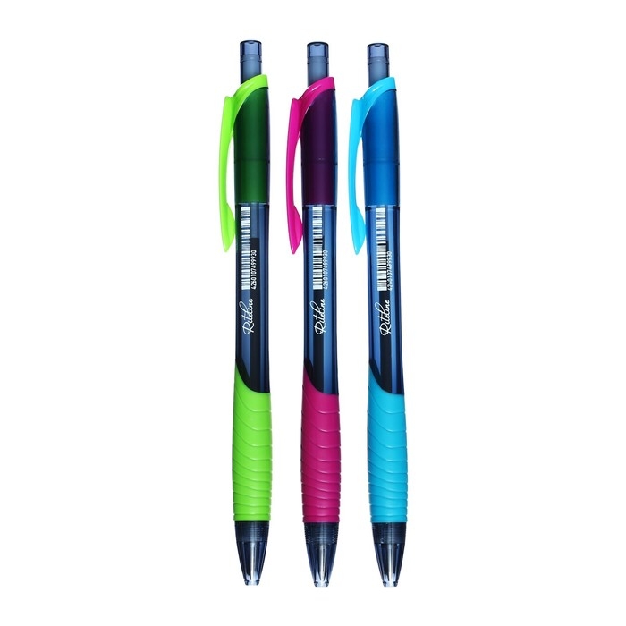 Ручка шариковая автоматическая 0.7 мм, Berlingo  Ручка шариковая автоматическая 0.7 мм, Berlingo "Riteline", грип, синяя, корпус микс