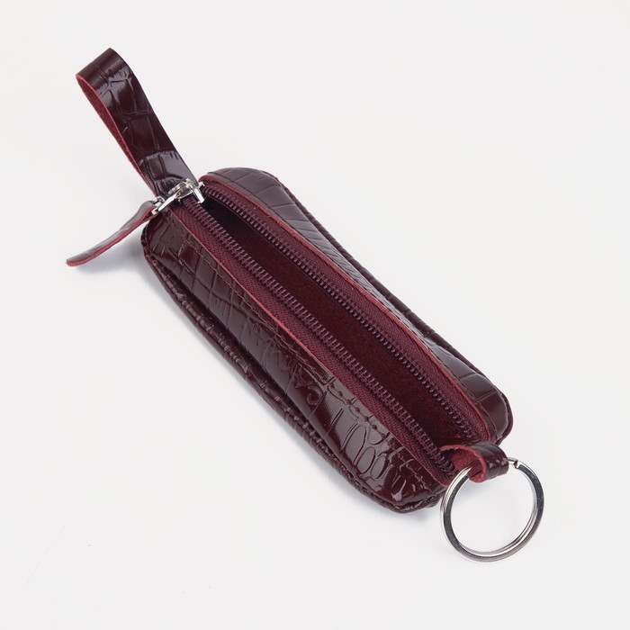 Ключница на молнии, длина 10 см, кольцо, цвет бордовый Ключница на молнии, длина 10 см, кольцо, цвет бордовый