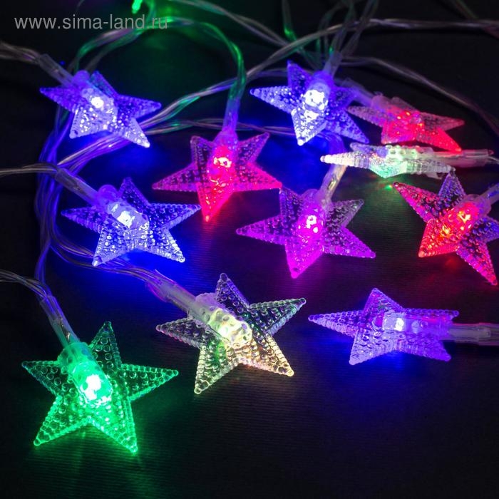 Гирлянда «Нить» 3 м с насадками «Звёзды», IP20, прозрачная нить, 20 LED, свечение мульти (RG/RB), мигание, USB Гирлянда «Нить» 3 м с насадками «Звёзды», IP20, прозрачная нить, 20 LED, свечение мульти (RG/RB), мигание, USB