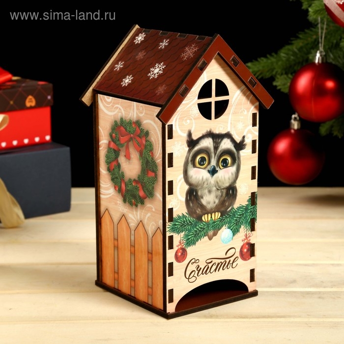 Новогодний чайный домик  Новогодний чайный домик "Сова. Счастье" 20х10,5х9.5 см