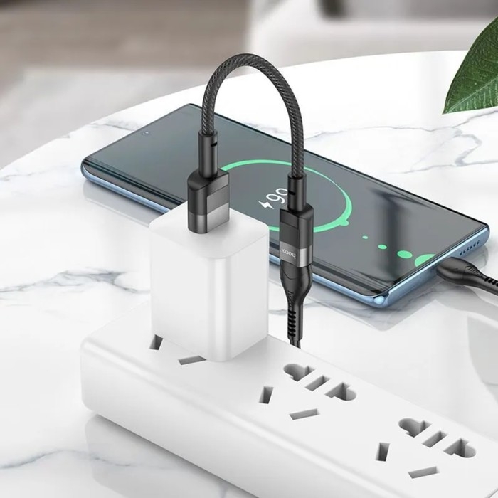 Кабель Hoco U107, USB (m) - Type-C (f), 2 А, 0,1 м, плетеный провод, передача данных, чёрный Кабель Hoco U107, USB (m) - Type-C (f), 2 А, 0,1 м, плетеный провод, передача данных, чёрный