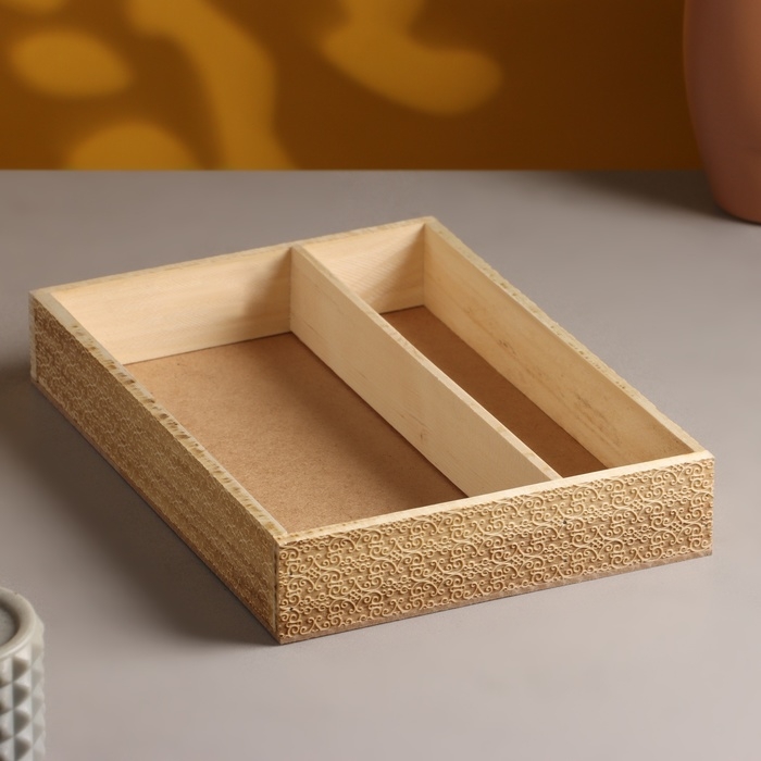 Кашпо деревянное, 27.5×20×4.5 см  Кашпо деревянное, 27.5×20×4.5 см "Узоры", 2 отдела, гравировка