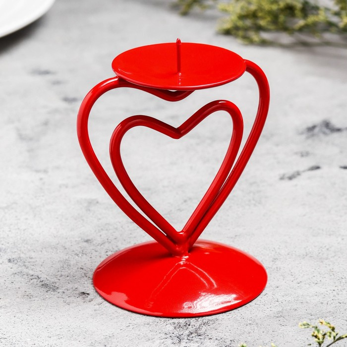 Подсвечник Подсвечник "Гламур" металл на 1 свечу, 9х10,2 см, красный