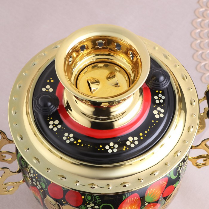 Набор «Хохлома», овал, 3 предмета, самовар 3 л, заварочный чайник 0,7 л, поднос Набор «Хохлома», овал, 3 предмета, самовар 3 л, заварочный чайник 0,7 л, поднос