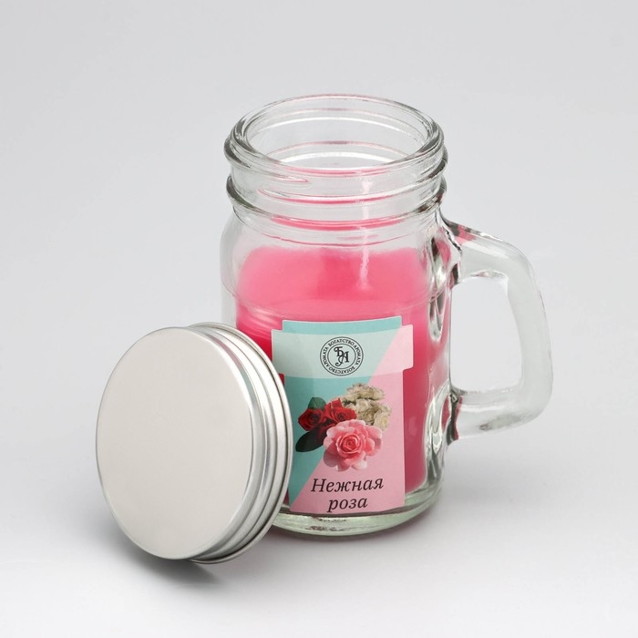 Свеча ароматическая в банке  Свеча ароматическая в банке "Нежная роза", 7,2 х 8,5 см, 190 г