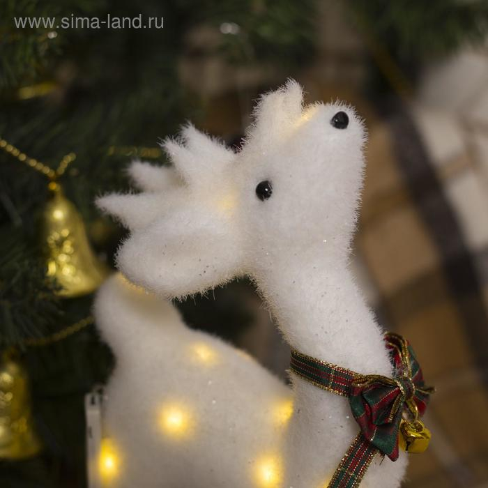 Светодиодная фигура «Олень» 16 × 30 × 9 см, флок, батарейки CR2032х2 (в комплекте), свечение тёплое белое Светодиодная фигура «Олень» 16 × 30 × 9 см, флок, батарейки CR2032х2 (в комплекте), свечение тёплое белое