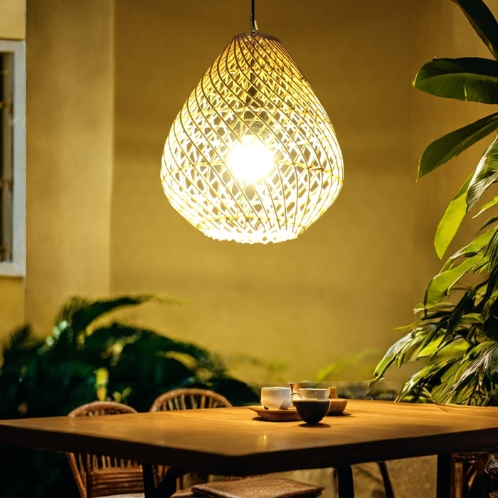Светильник потолочный из ротанга Светильник потолочный из ротанга "Капля" 1х120Вт, Е27, 22х22х26 см