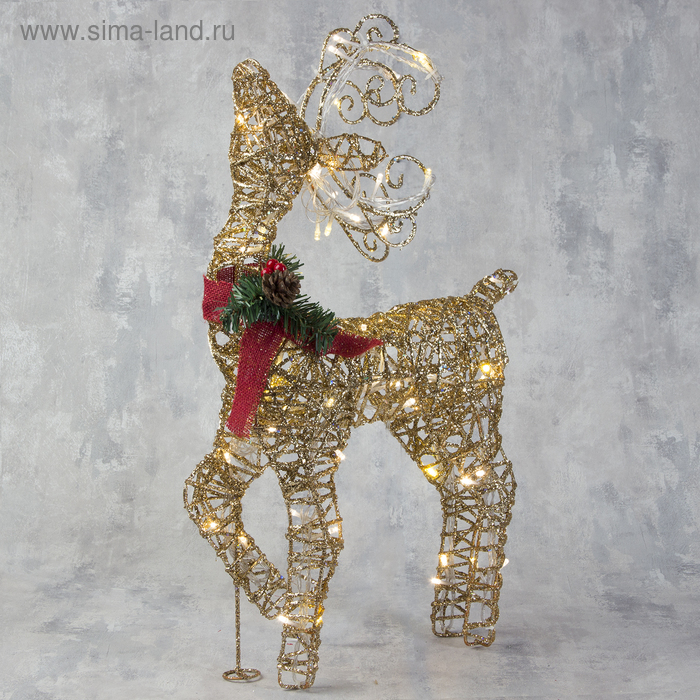 Светодиодная фигура «Олень золотистый» 40 × 60 × 18 см, металл, 220 В, свечение тёплое белое Светодиодная фигура «Олень золотистый» 40 × 60 × 18 см, металл, 220 В, свечение тёплое белое