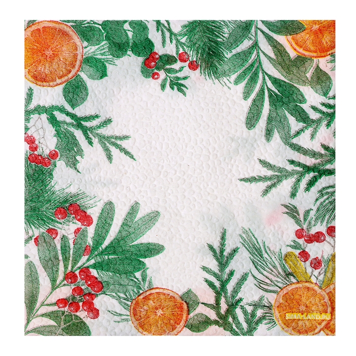 Новый год. Салфетки бумажные «Новогодний аромат», однослойные, 24х24 см, 100 шт.