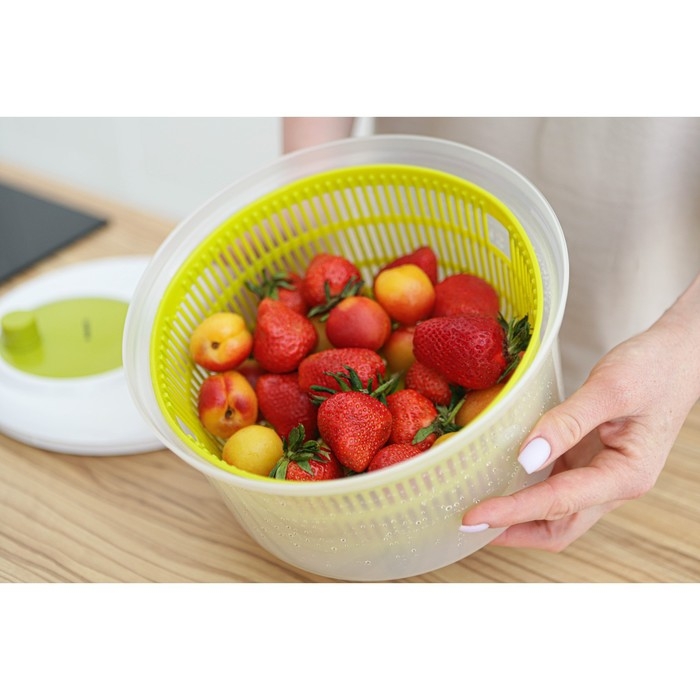 Центрифуга для сушки зелени Доляна Fresh cook, 3,7 л, пластик, цвет бело-зелёный Центрифуга для сушки зелени Доляна Fresh cook, 3,7 л, пластик, цвет бело-зелёный