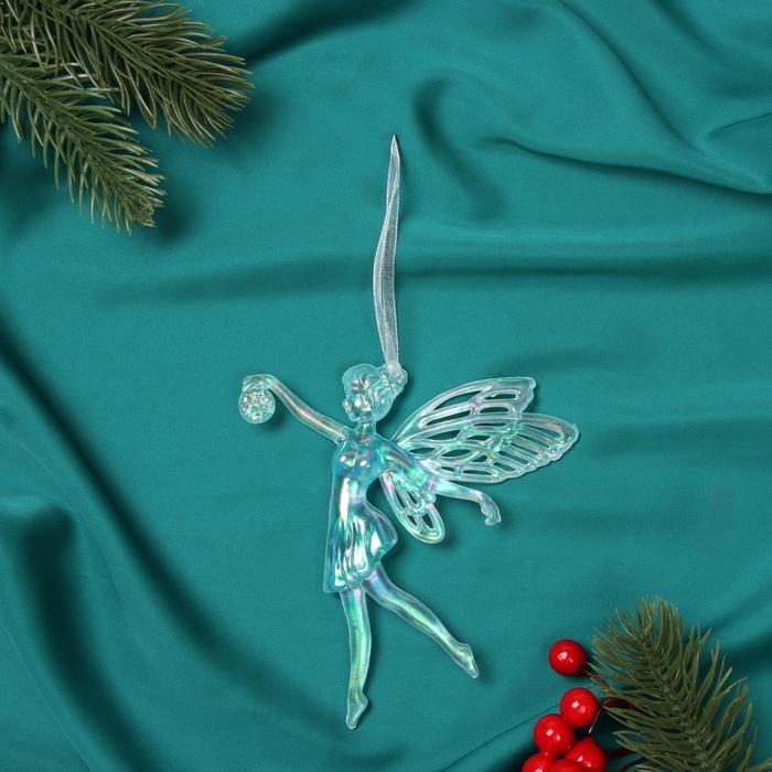 Украшение ёлочное Украшение ёлочное "Фея с шариком" 12х11,5 см, голубой перелив